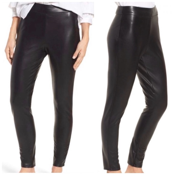 LEITH High Waist Faux Leather Leggings BLACK - Picture 2 of 8
